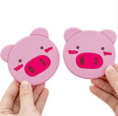 Specchio tascabile per il trucco in silicone portatile carino maiale