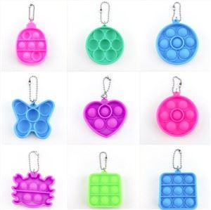 Nuovo portachiavi giocattolo di decompressione a bolle in silicone Push Pop Bubble Fidget