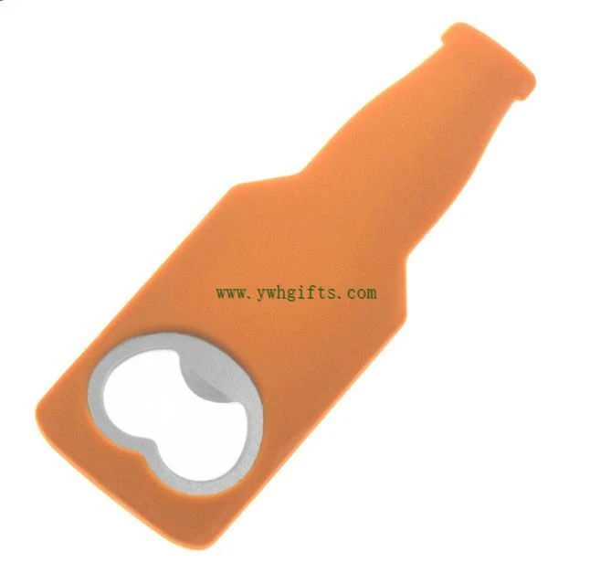 Soft Silicone Bottle Shape Bottle Opener Metal Reusable Beer Opener